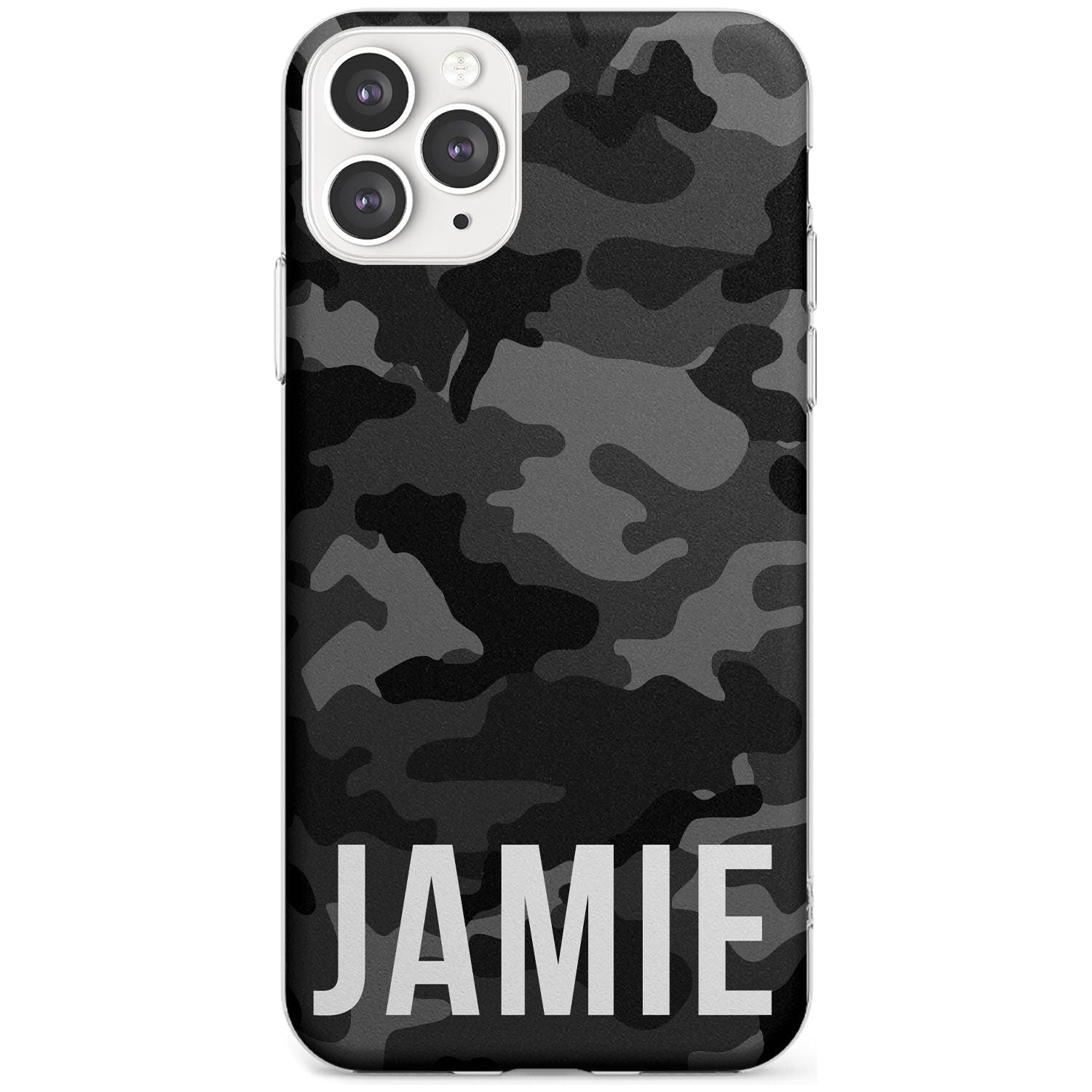 Horizontal Name Personalised Black Camouflage Slim TPU Phone Case for iPhone 11 Pro Max