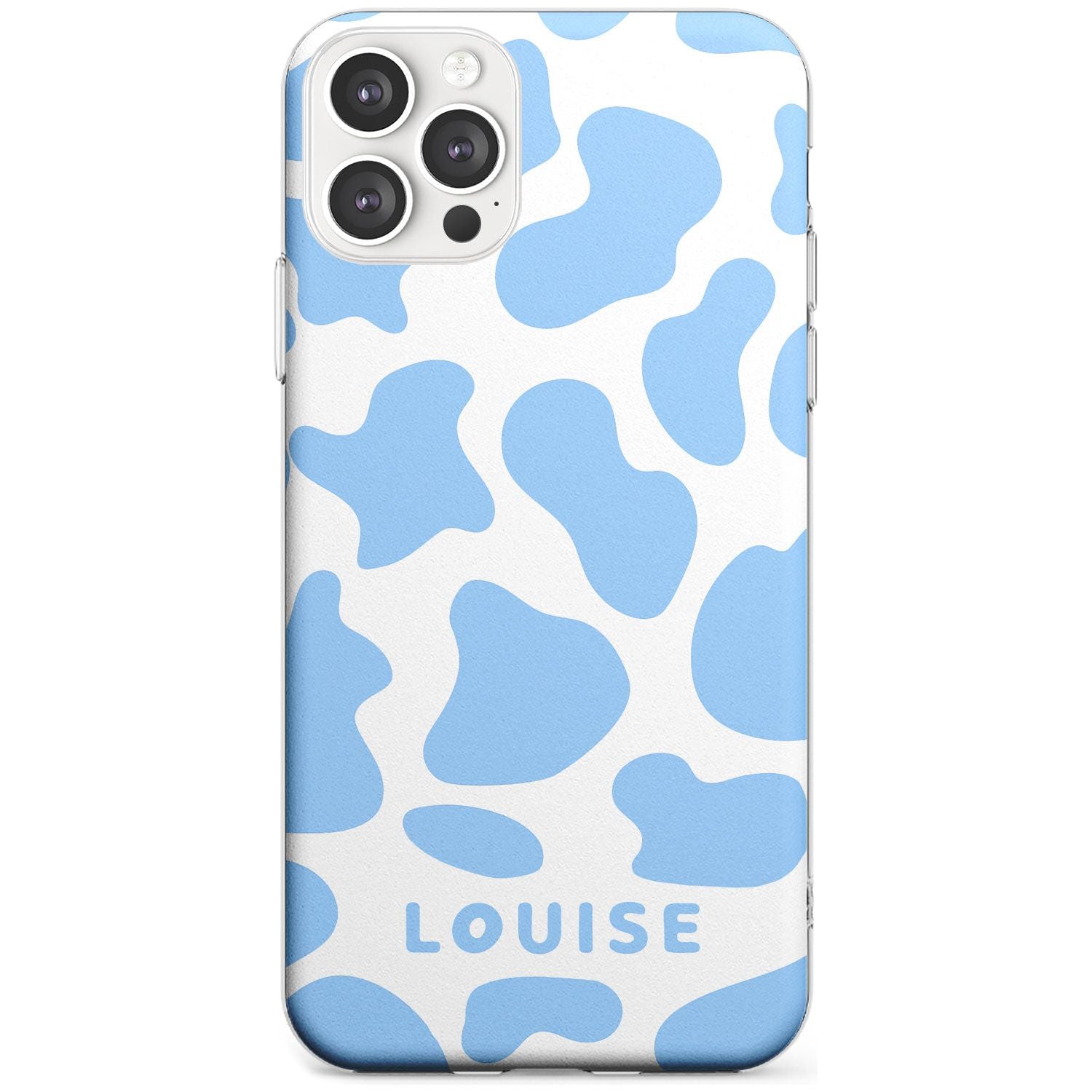 Personalised Blue and White Cow Print Slim TPU Phone Case for iPhone 11 Pro Max
