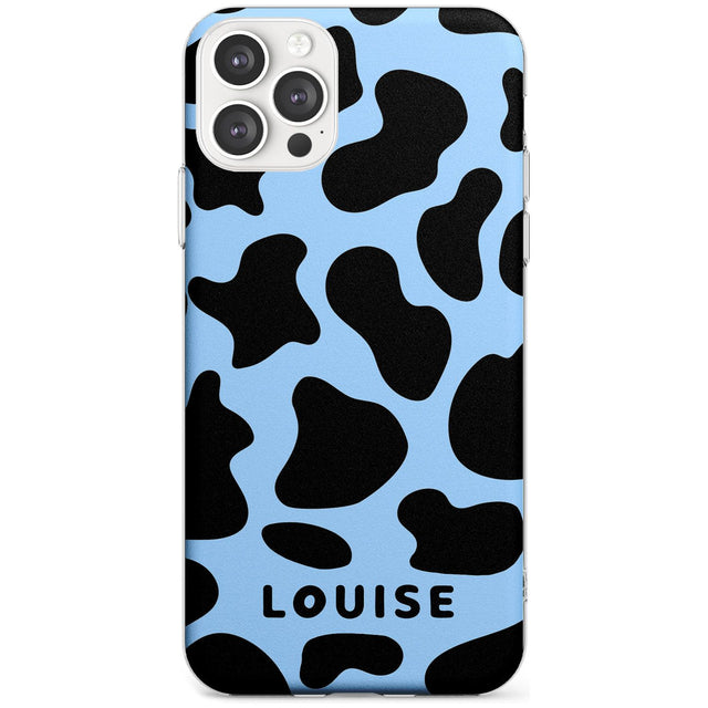 Personalised Blue and Black Cow Print Slim TPU Phone Case for iPhone 11 Pro Max