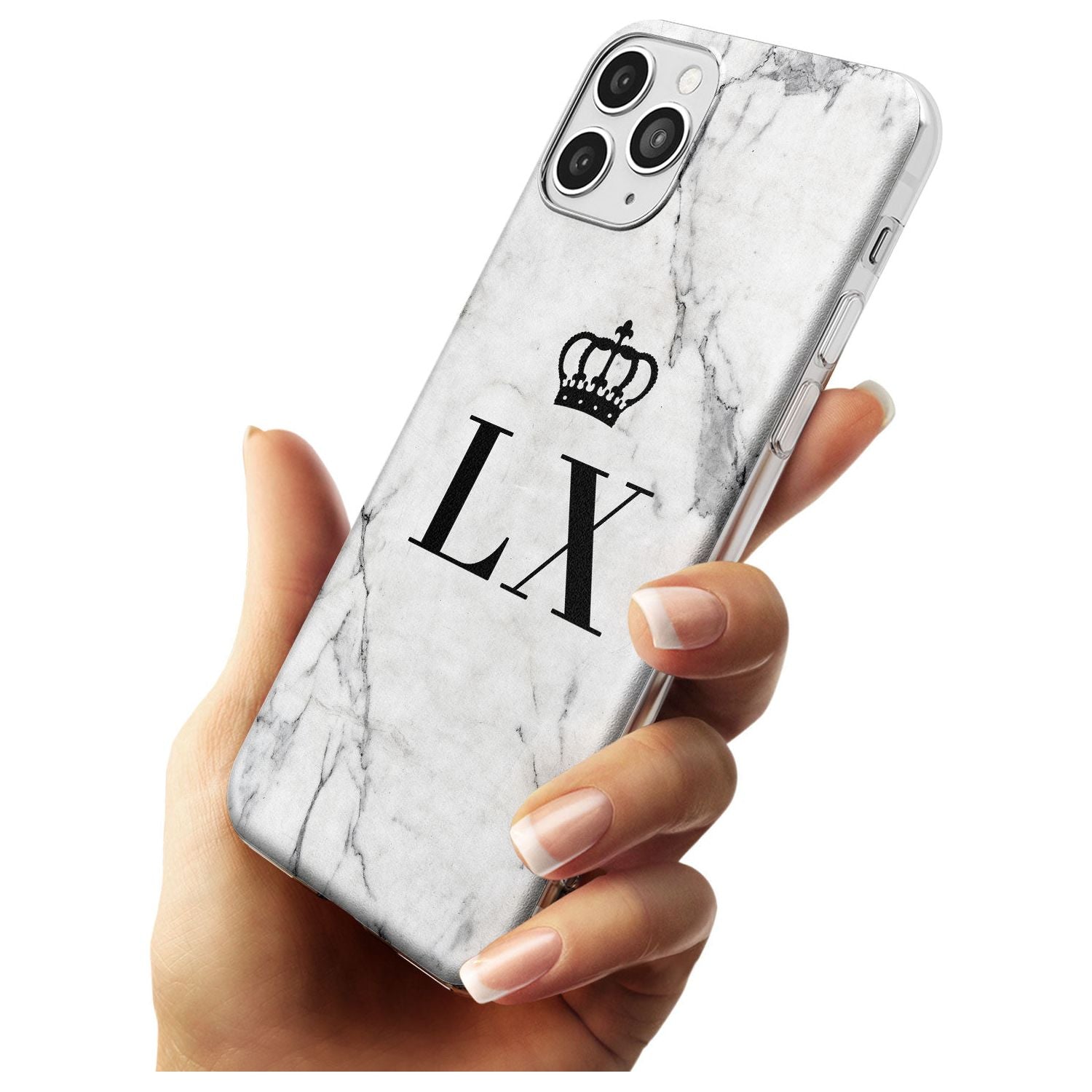 Personalised Initials with Crown on White Marble Slim TPU Phone Case for iPhone 11 Pro Max