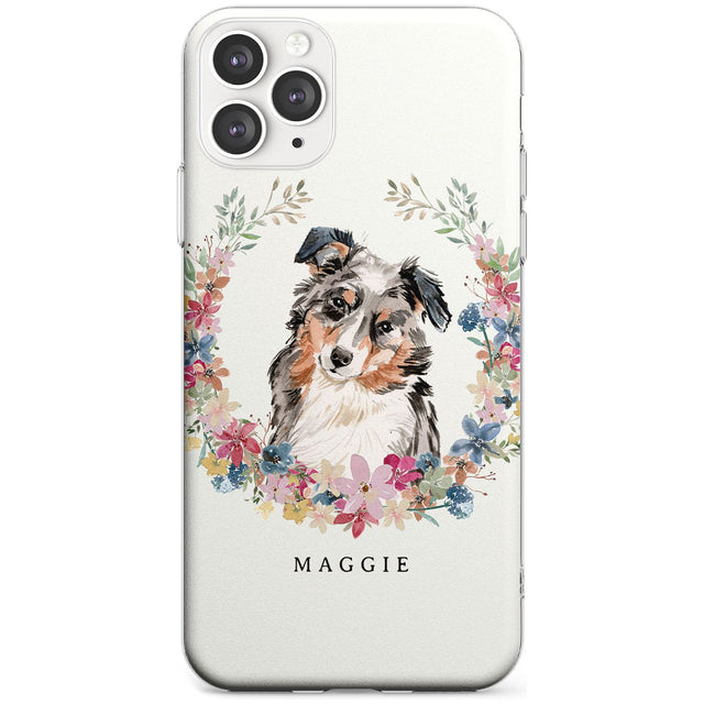 Australian Shepherd Watercolour Dog Portrait Slim TPU Phone Case for iPhone 11 Pro Max