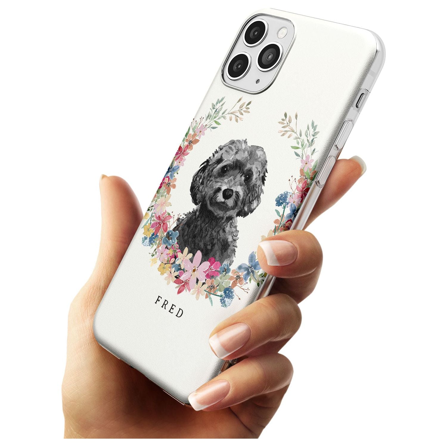 Black Cockapoo - Watercolour Dog Portrait Slim TPU Phone Case for iPhone 11 Pro Max