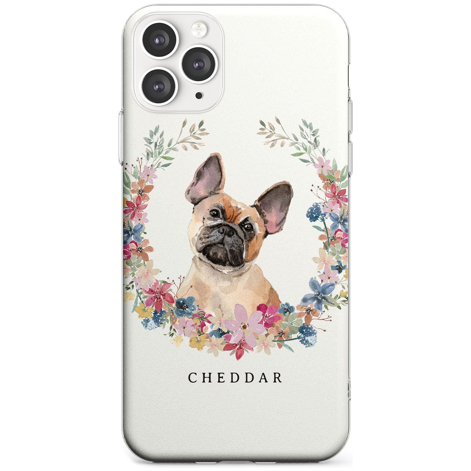 Tan French Bulldog Watercolour Dog Portrait Slim TPU Phone Case for iPhone 11 Pro Max
