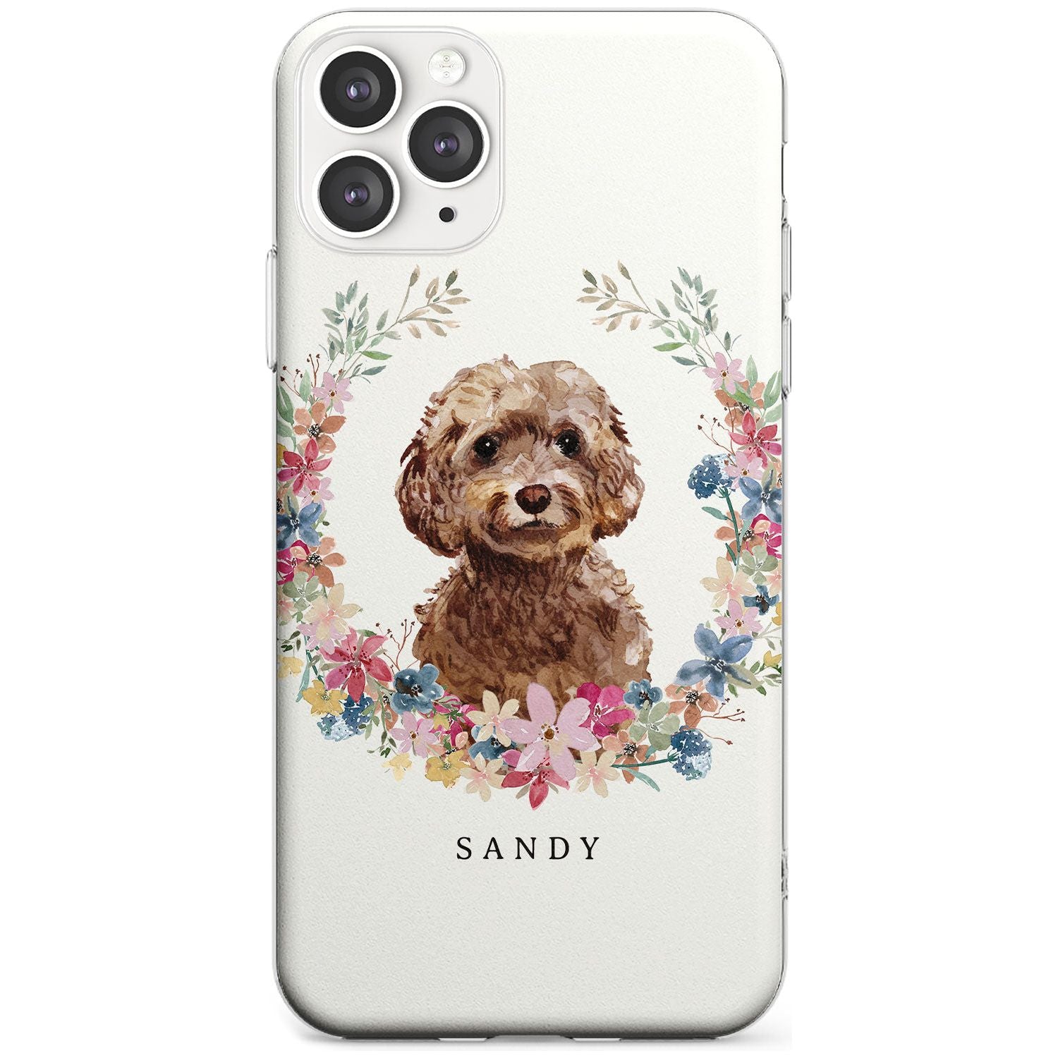 Brown Cockapoo - Watercolour Dog Portrait Slim TPU Phone Case for iPhone 11 Pro Max