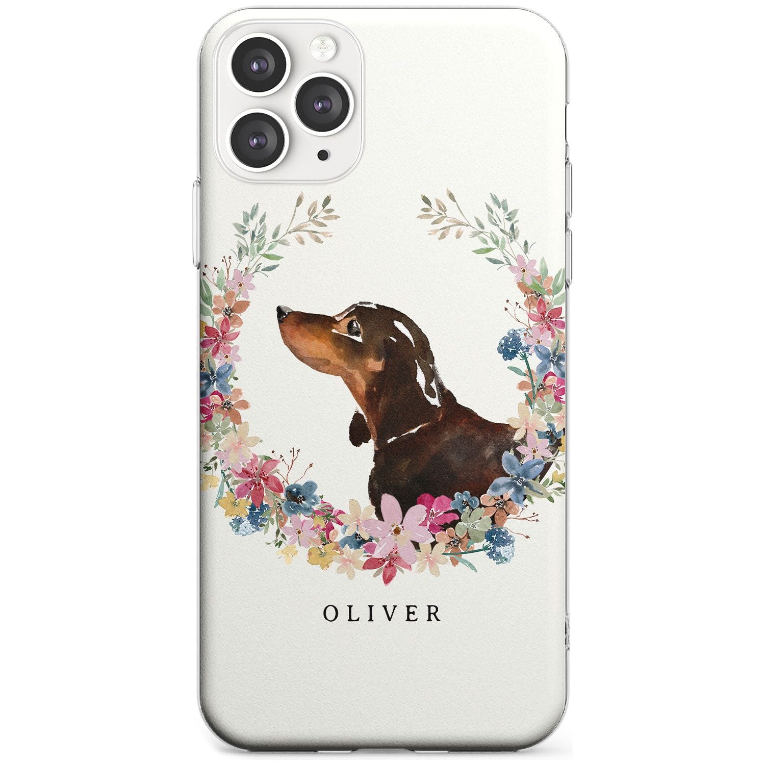Black & Tan Dachshund - Watercolour Dog Portrait Slim TPU Phone Case for iPhone 11 Pro Max