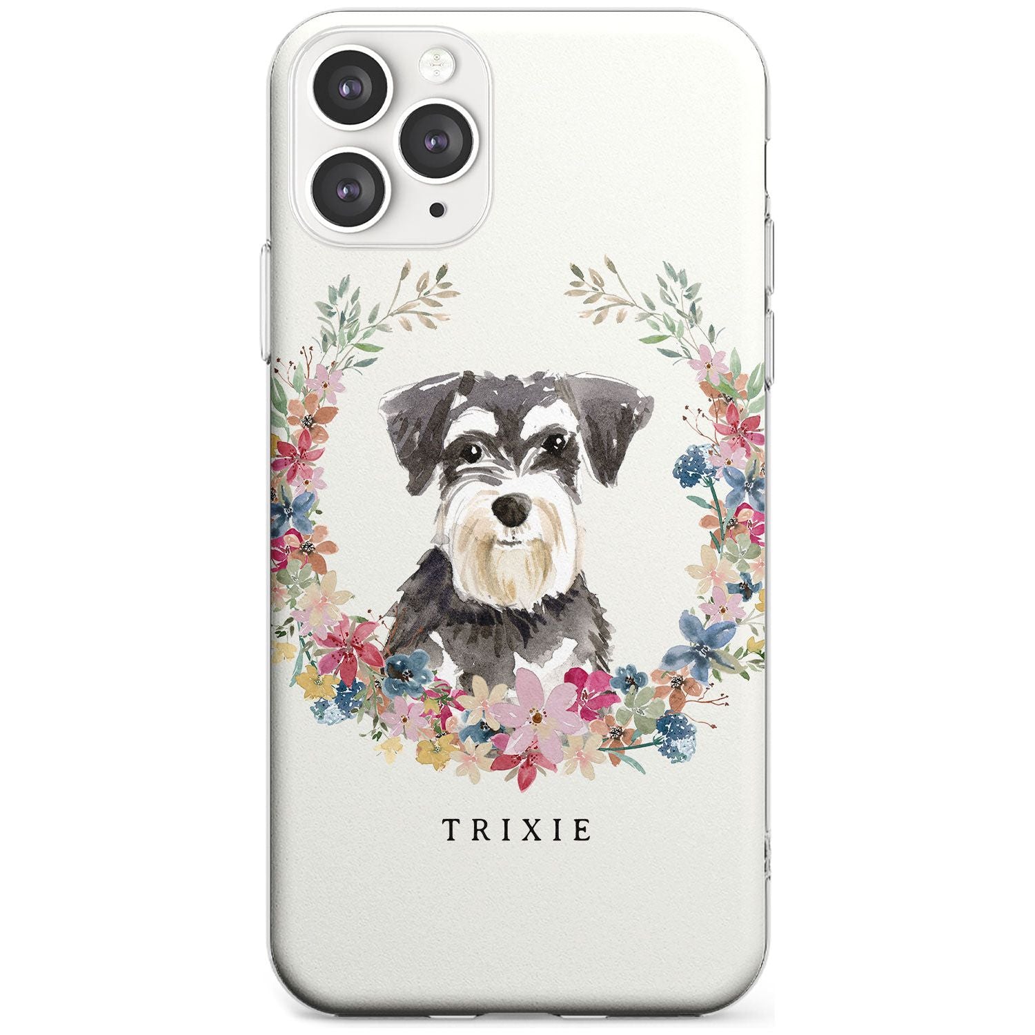 Miniature Schnauzer - Watercolour Dog Portrait Slim TPU Phone Case for iPhone 11 Pro Max