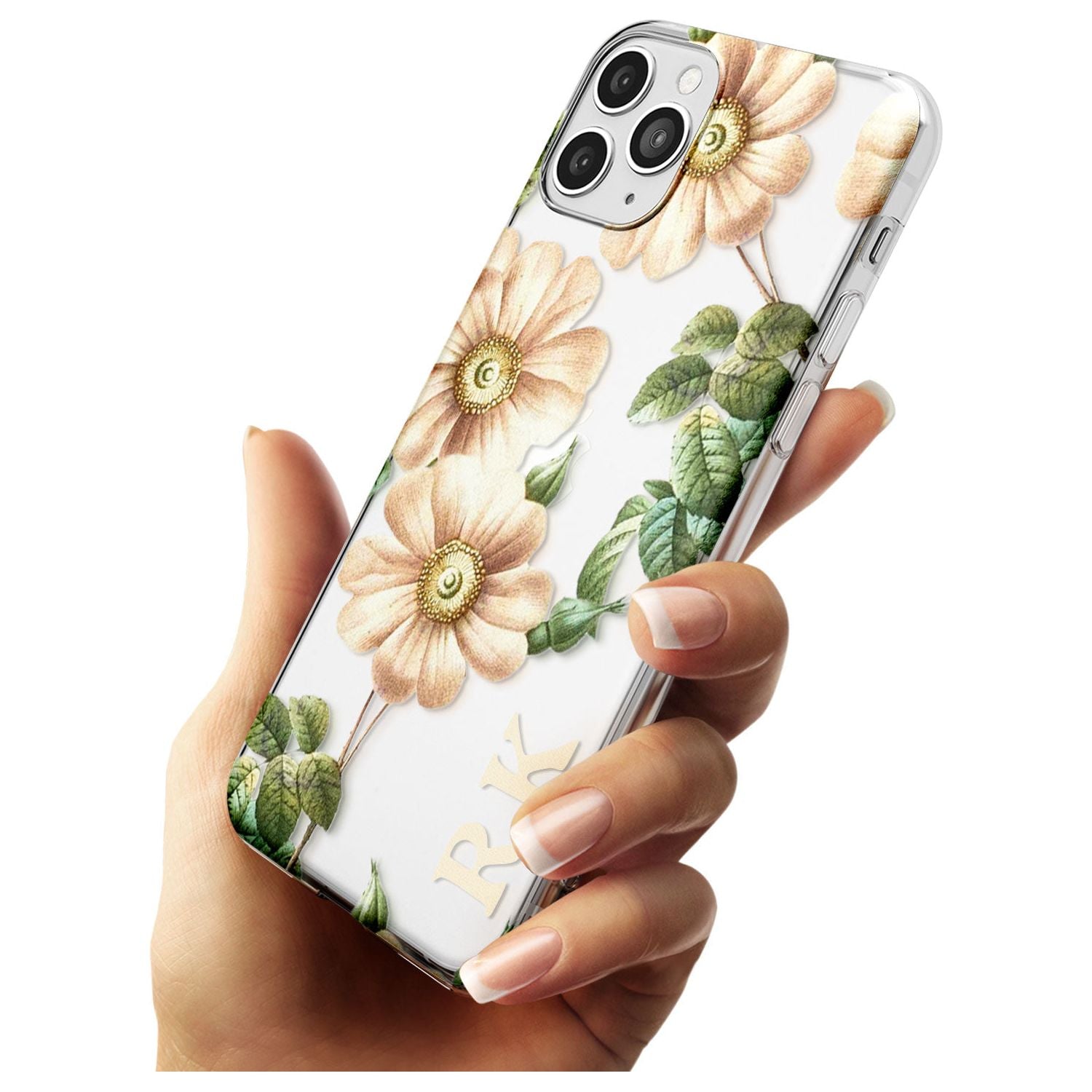 Custom Clear Vintage Floral Cream Anemones Slim TPU Phone Case for iPhone 11 Pro Max