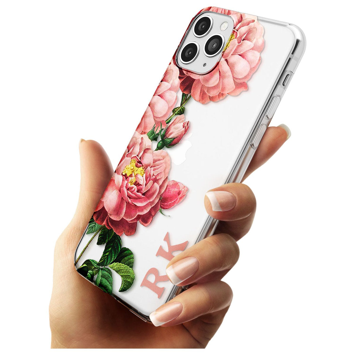 Custom Clear Vintage Floral Pink Peonies Slim TPU Phone Case for iPhone 11 Pro Max