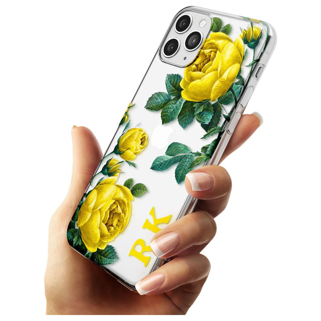 Custom Clear Vintage Floral Yellow Roses Slim TPU Phone Case for iPhone 11 Pro Max