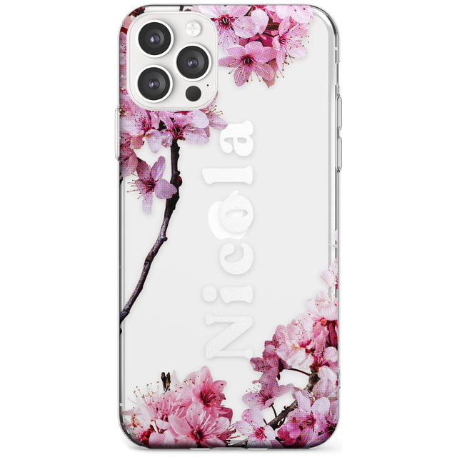 Cherry Blossoms with Custom Text Black Impact Phone Case for iPhone 11 Pro Max