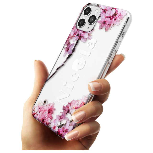 Cherry Blossoms with Custom Text Black Impact Phone Case for iPhone 11 Pro Max