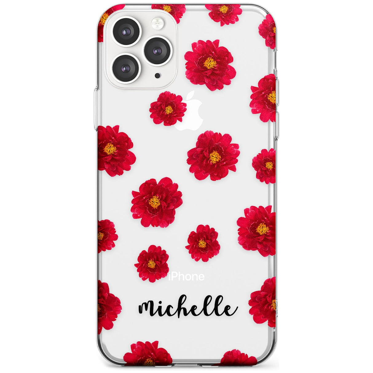 Red Peonies & Cursive iPhone Case  Slim Case Custom Phone Case - Case Warehouse