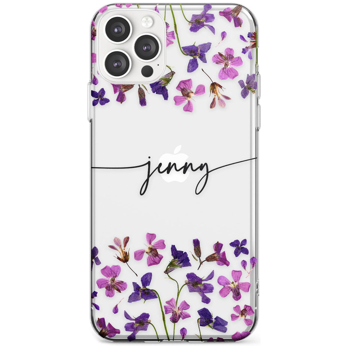 Custom Violet Flowers Black Impact Phone Case for iPhone 11 Pro Max