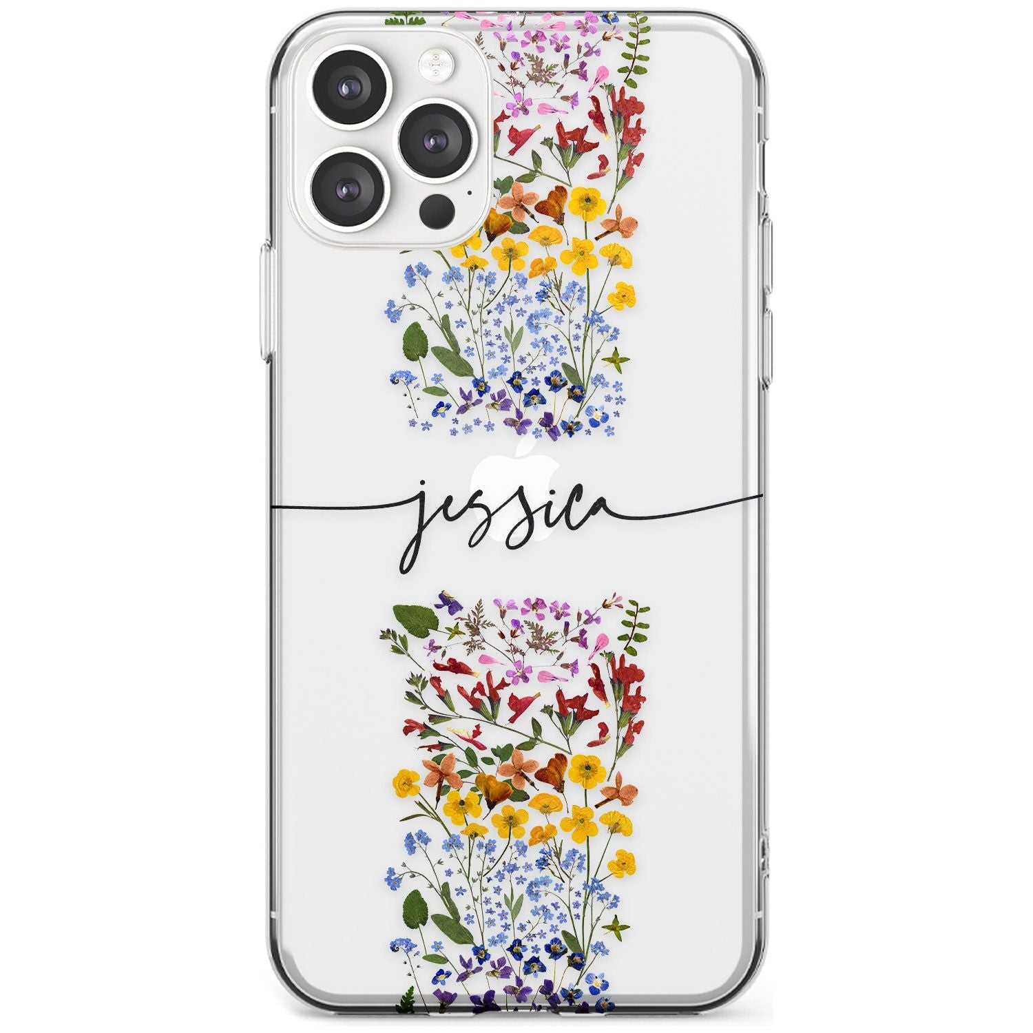 Custom Wildflower Stripe Black Impact Phone Case for iPhone 11 Pro Max