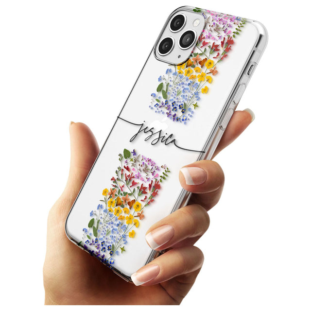 Custom Wildflower Stripe Black Impact Phone Case for iPhone 11 Pro Max