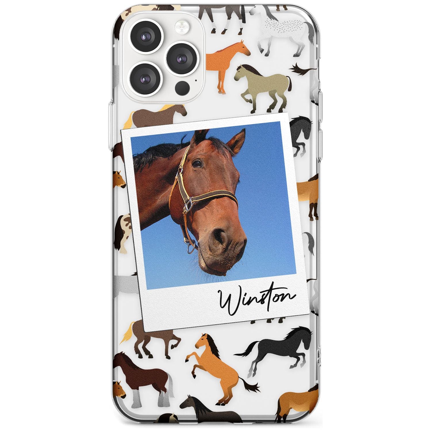 Personalised Horse Polaroid Slim TPU Phone Case for iPhone 11 Pro Max