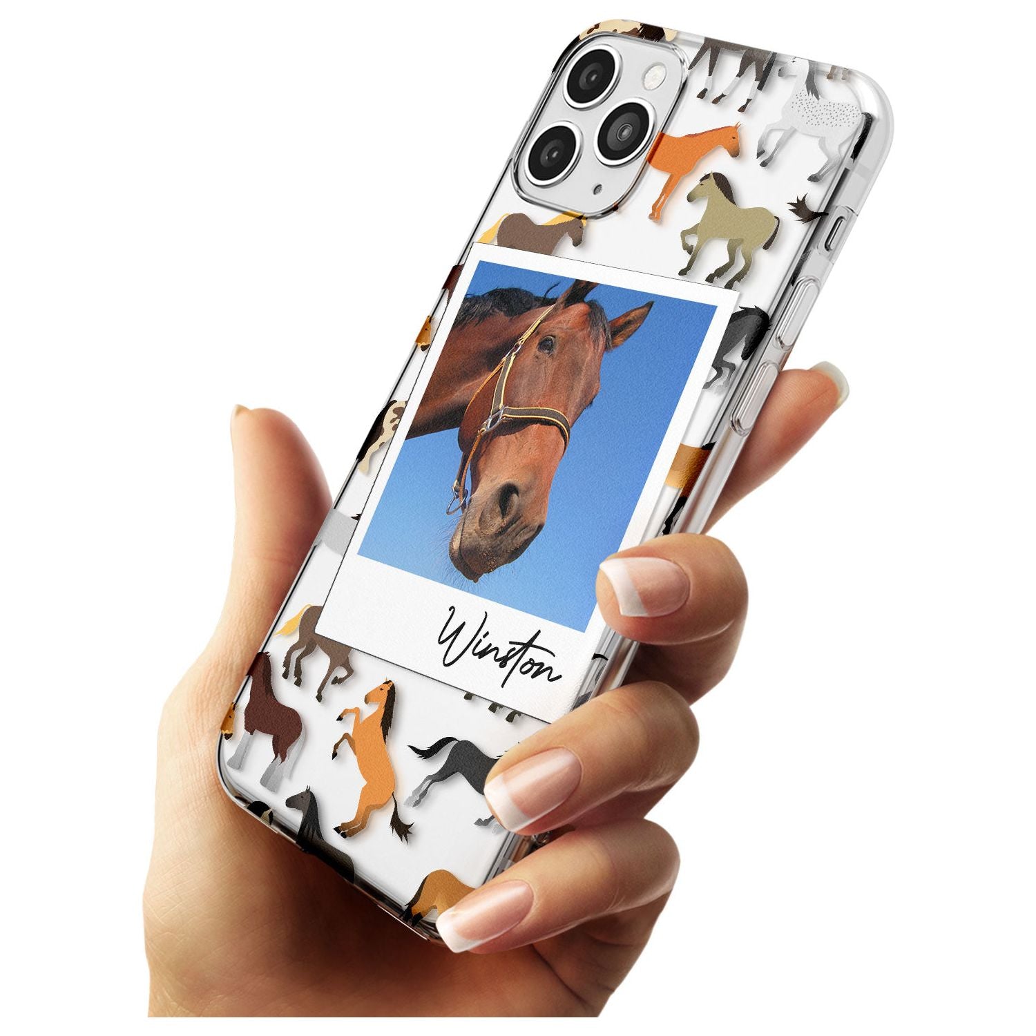 Personalised Horse Polaroid Slim TPU Phone Case for iPhone 11 Pro Max