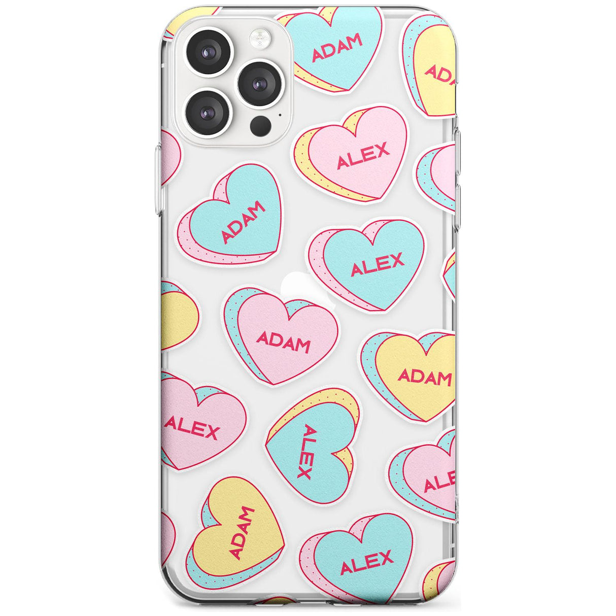 Custom Text Love Hearts Black Impact Phone Case for iPhone 11 Pro Max