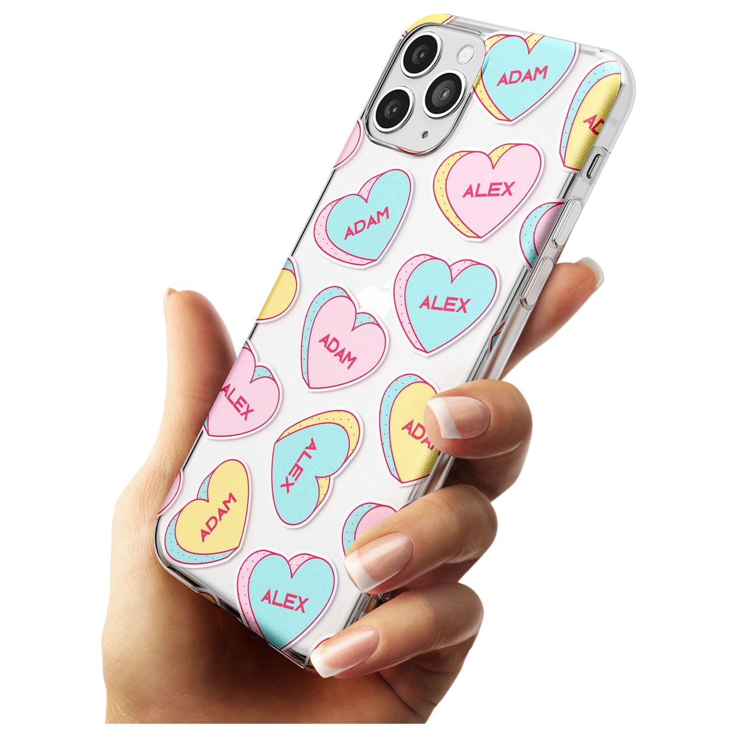 Custom Text Love Hearts Black Impact Phone Case for iPhone 11 Pro Max