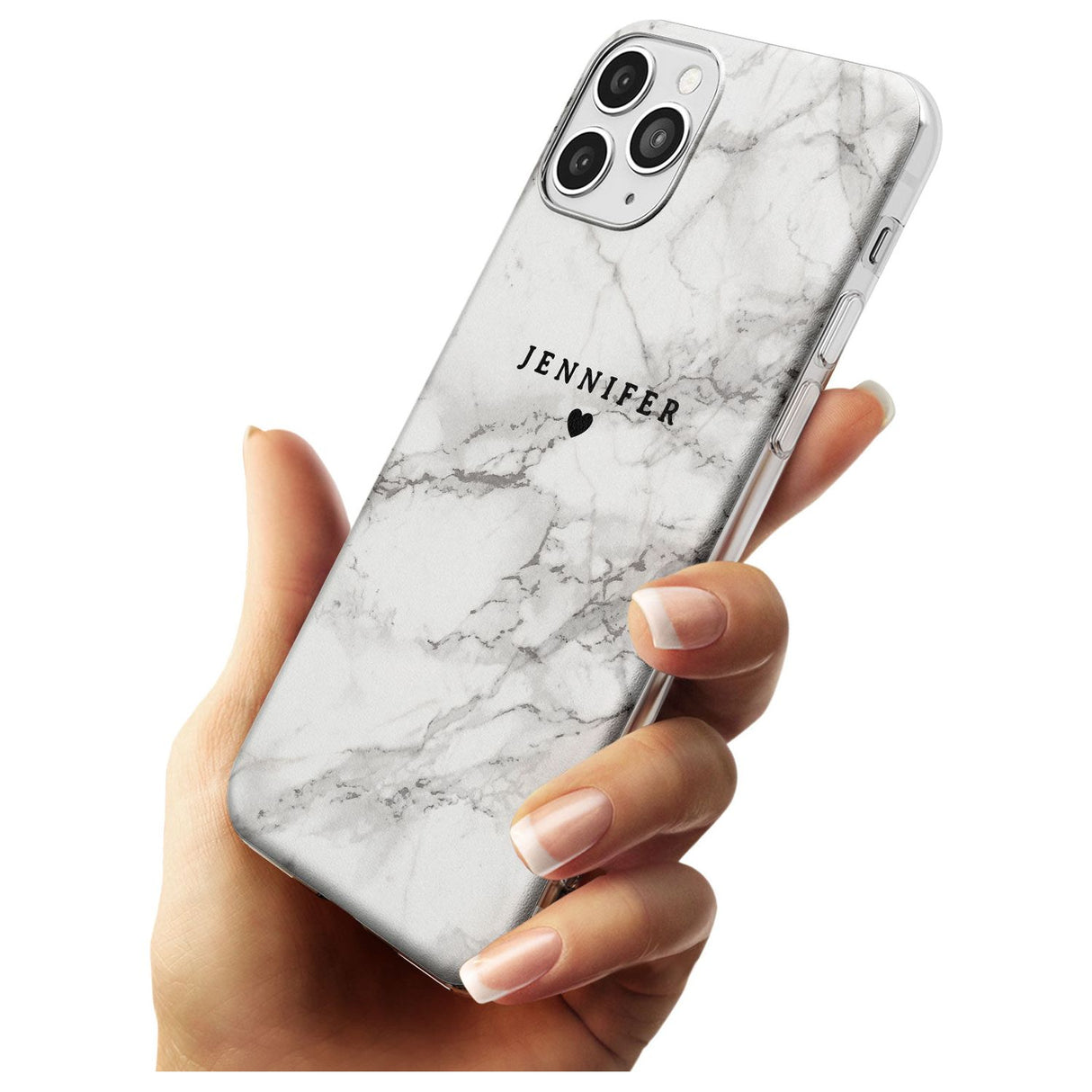 Personalised Light Grey Classic Marble Black Impact Phone Case for iPhone 11 Pro Max