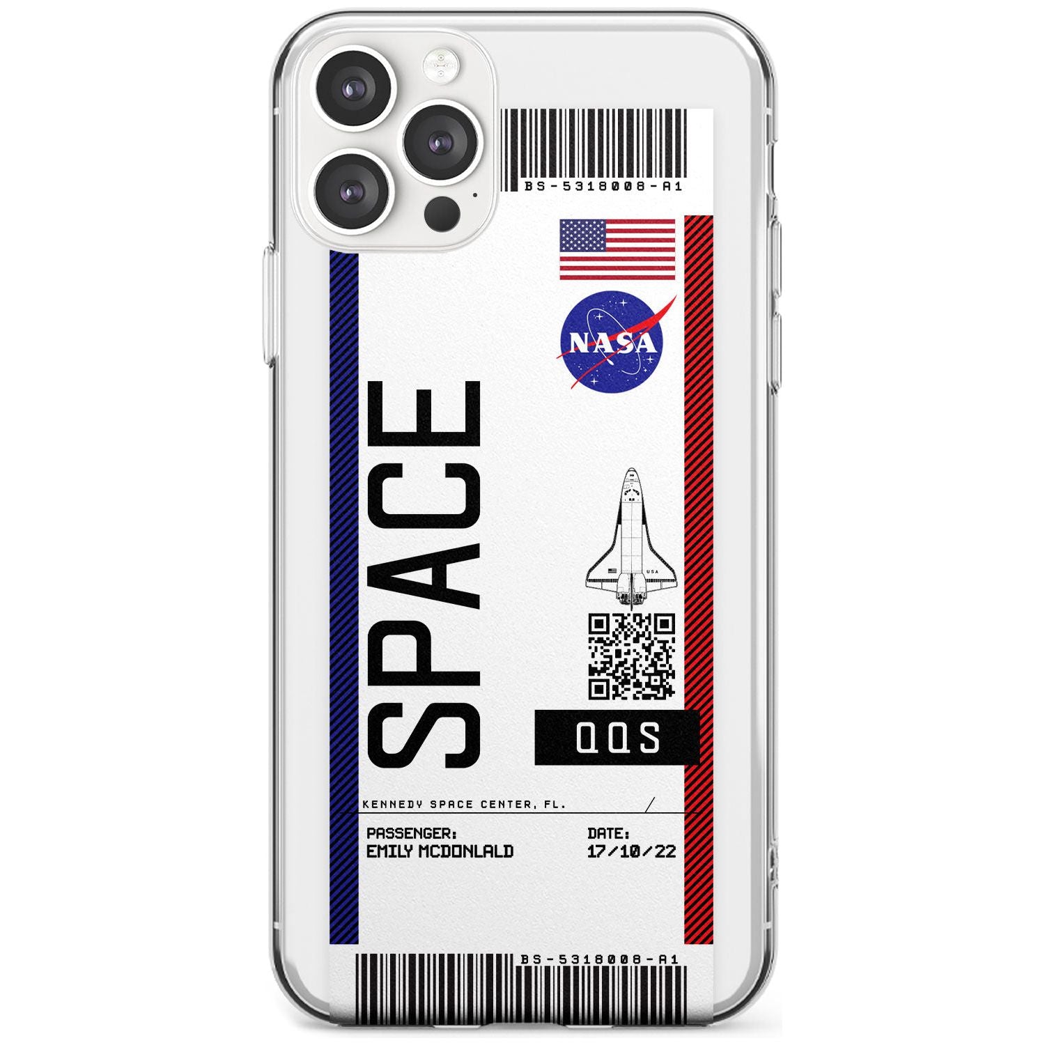 Personalised NASA Boarding Pass (Light) Slim TPU Phone Case for iPhone 11 Pro Max