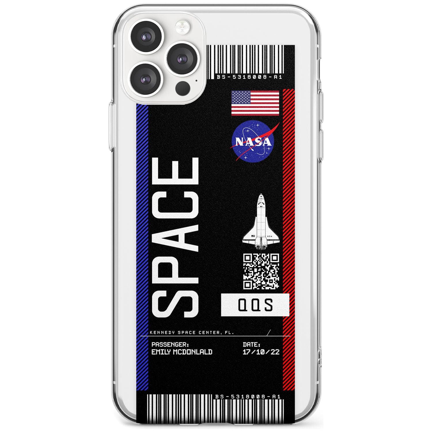 Personalised NASA Boarding Pass (Dark) Slim TPU Phone Case for iPhone 11 Pro Max