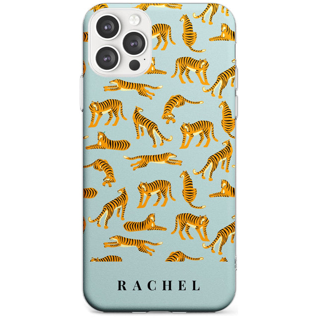 Personalised Tiger Pattern: Turquoise Black Impact Phone Case for iPhone 11 Pro Max