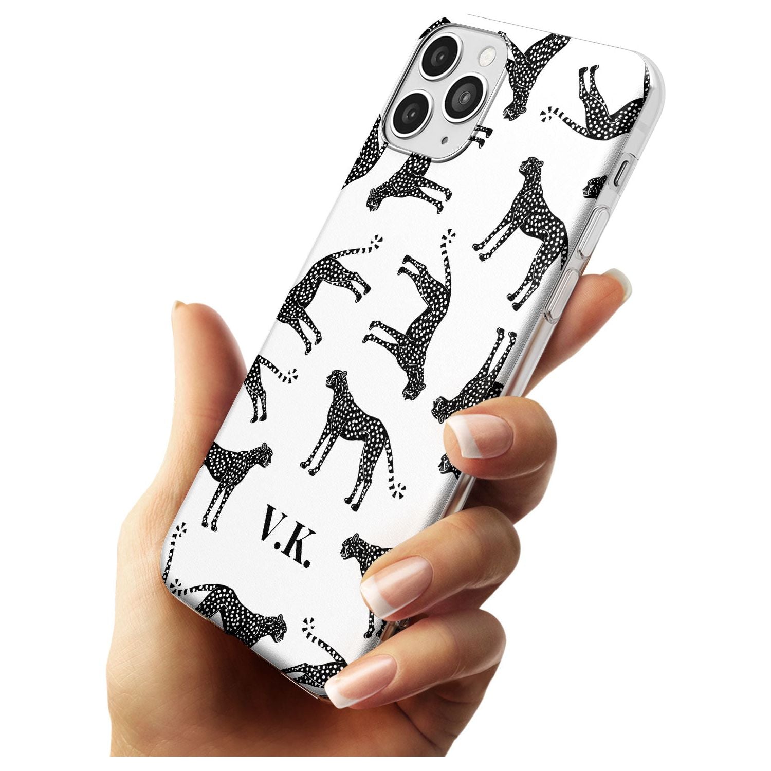 Personalised Cheetah Pattern: Black & White Black Impact Phone Case for iPhone 11 Pro Max