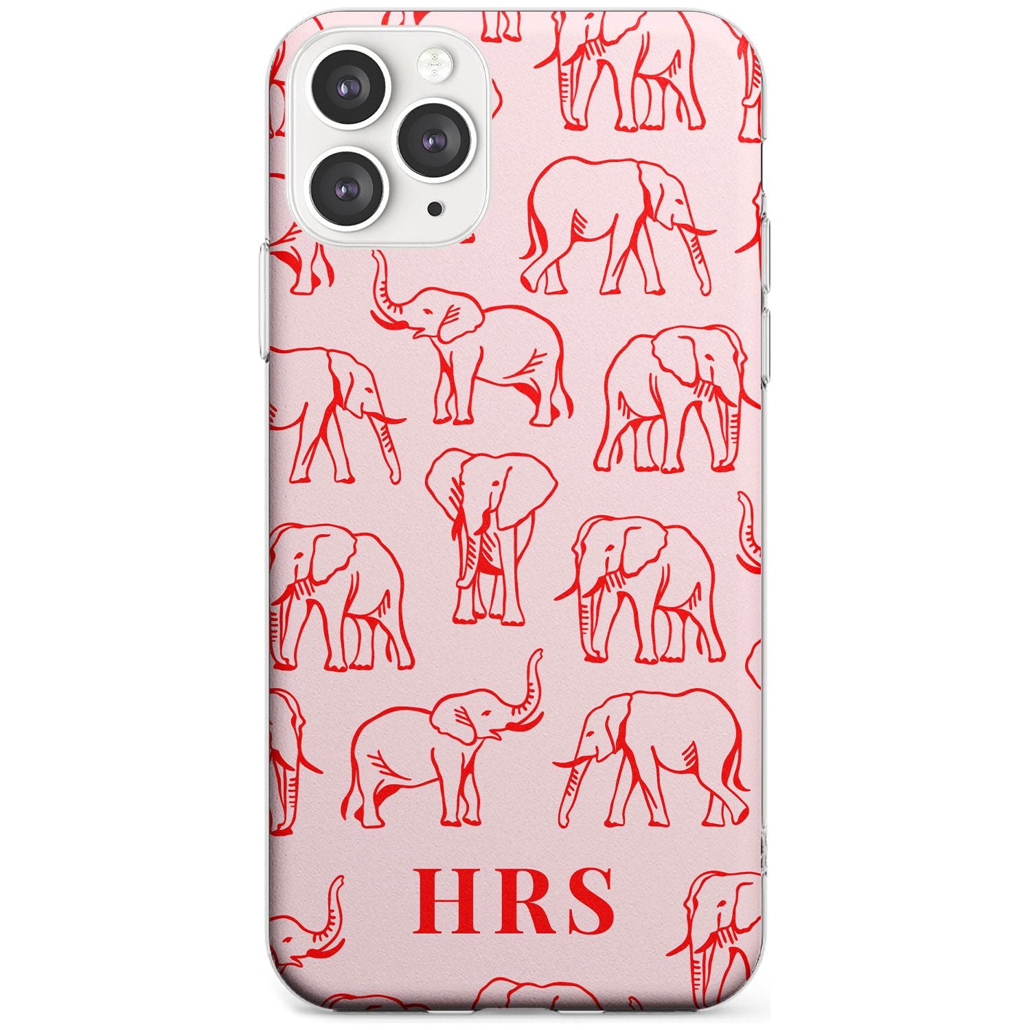 Personalised Red Elephant Outlines on Pink Slim TPU Phone Case for iPhone 11 Pro Max