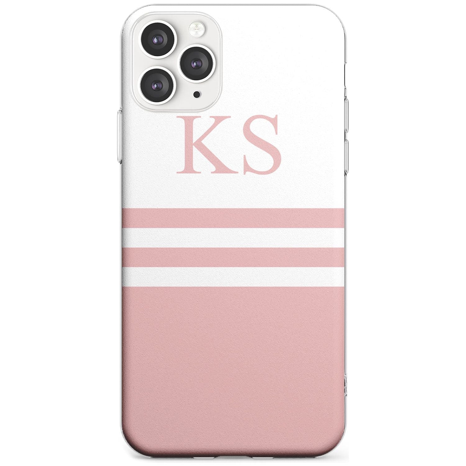 Minimal Pink Stripes & Initials iPhone Case  Slim Case Custom Phone Case - Case Warehouse