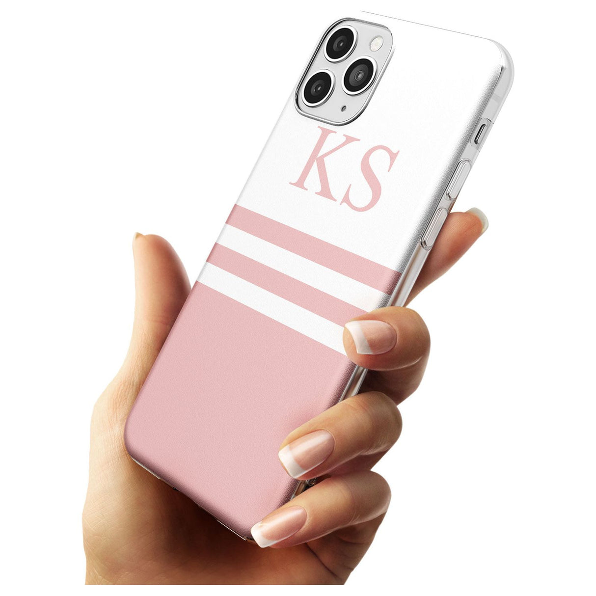 Minimal Pink Stripes & Initials iPhone Case   Custom Phone Case - Case Warehouse