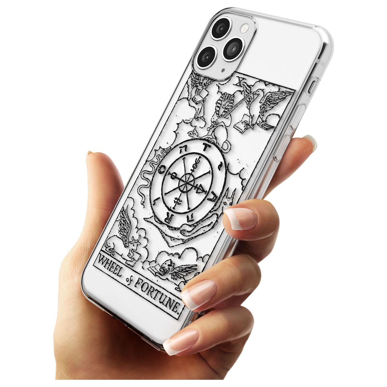 Wheel of Fortune Tarot Card - Transparent Black Impact Phone Case for iPhone 11 Pro Max