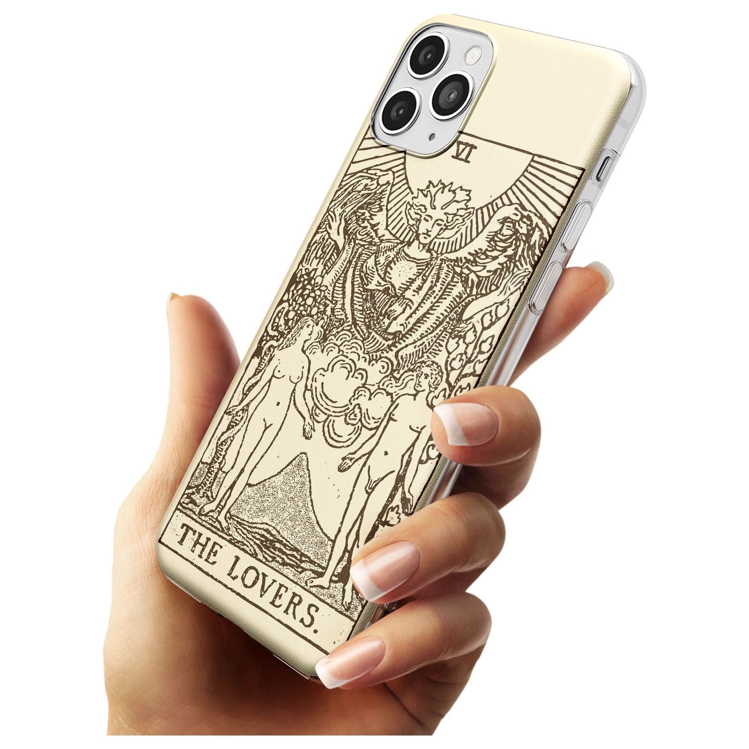 The Lovers Tarot Card - Solid Cream Black Impact Phone Case for iPhone 11 Pro Max