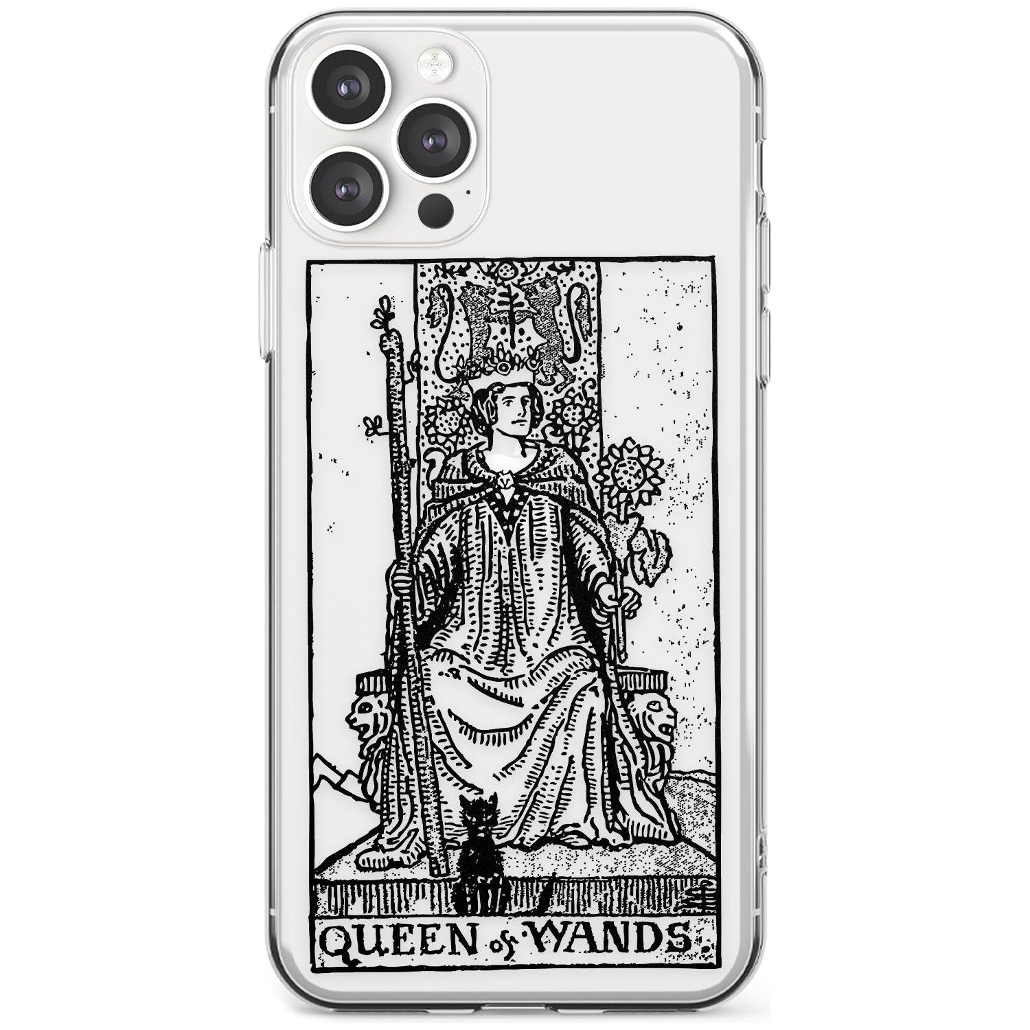 Queen of Wands Tarot Card - Transparent Black Impact Phone Case for iPhone 11 Pro Max