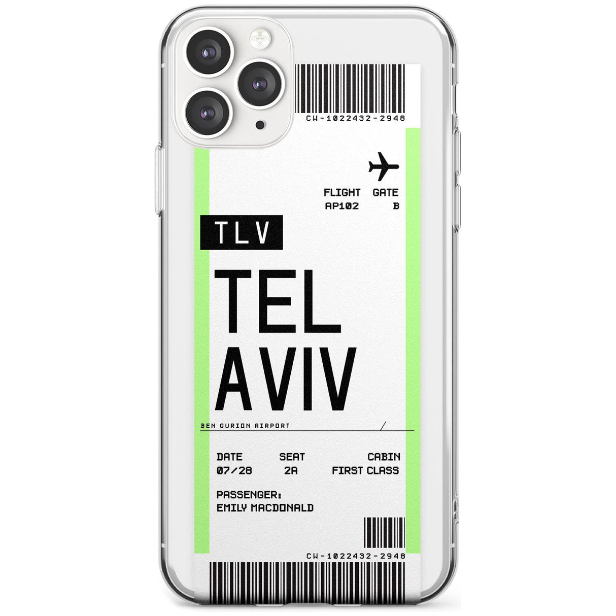 Tel Aviv Boarding Pass iPhone Case  Slim Case Custom Phone Case - Case Warehouse