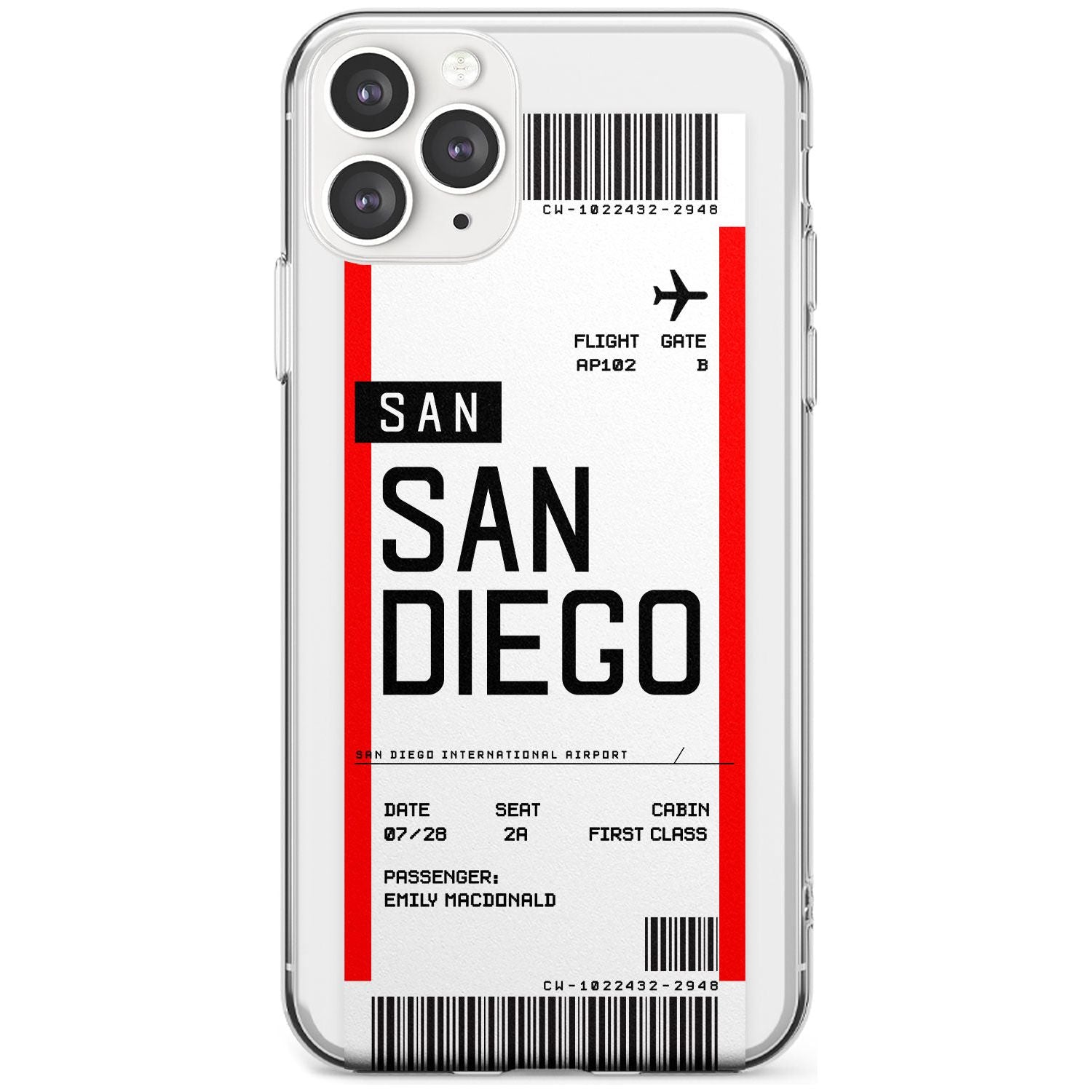 San Diego Boarding Pass iPhone Case  Slim Case Custom Phone Case - Case Warehouse