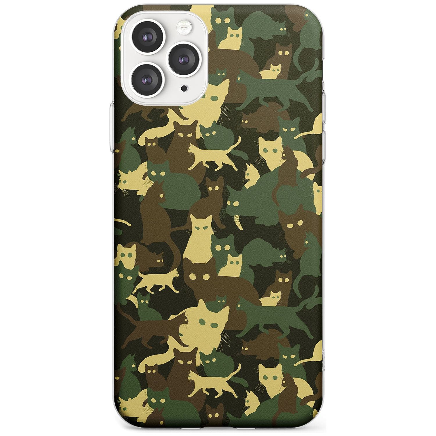 Forest Green Cat Camouflage Pattern Slim TPU Phone Case for iPhone 11 Pro Max