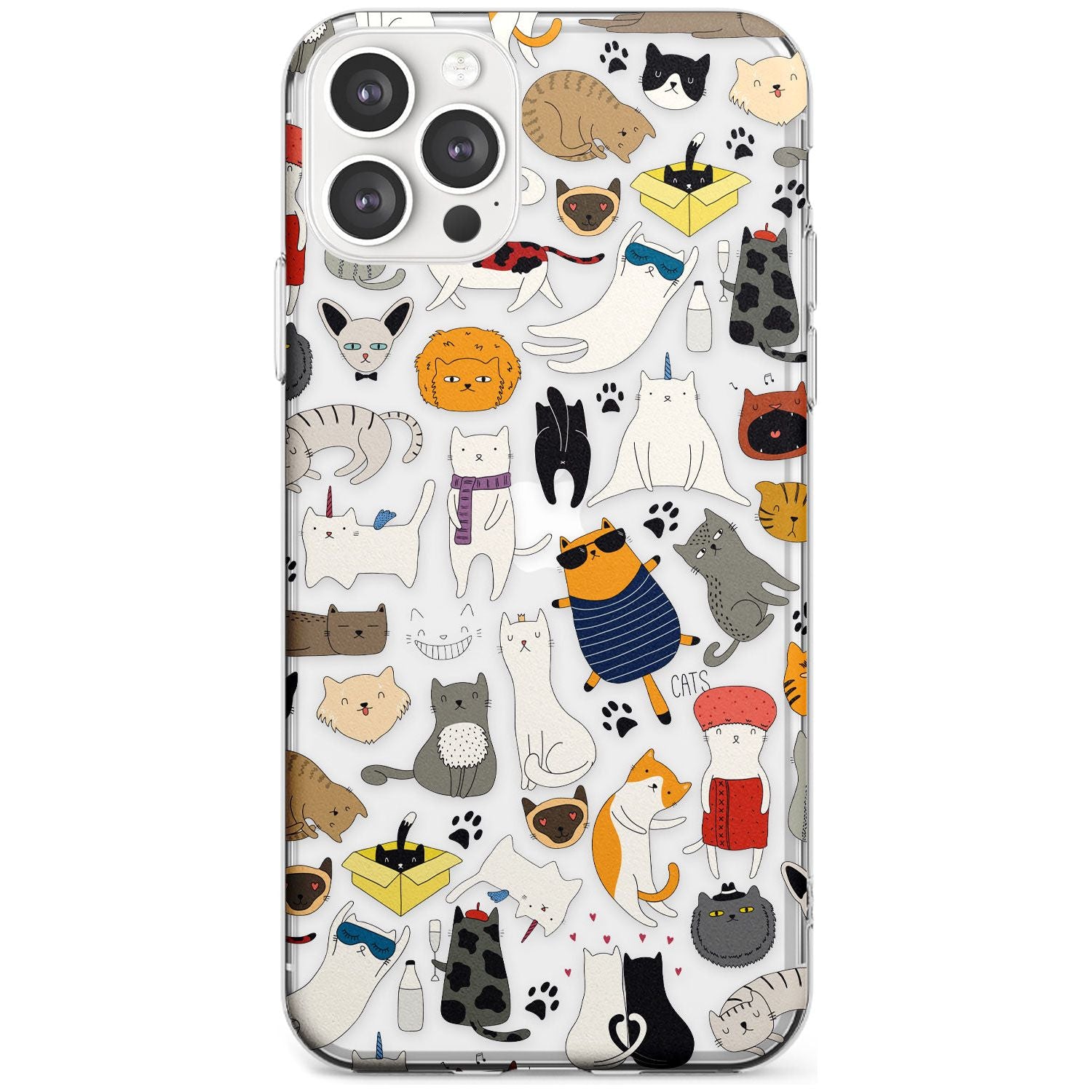 Cartoon Cat Collage - Colour Black Impact Phone Case for iPhone 11 Pro Max