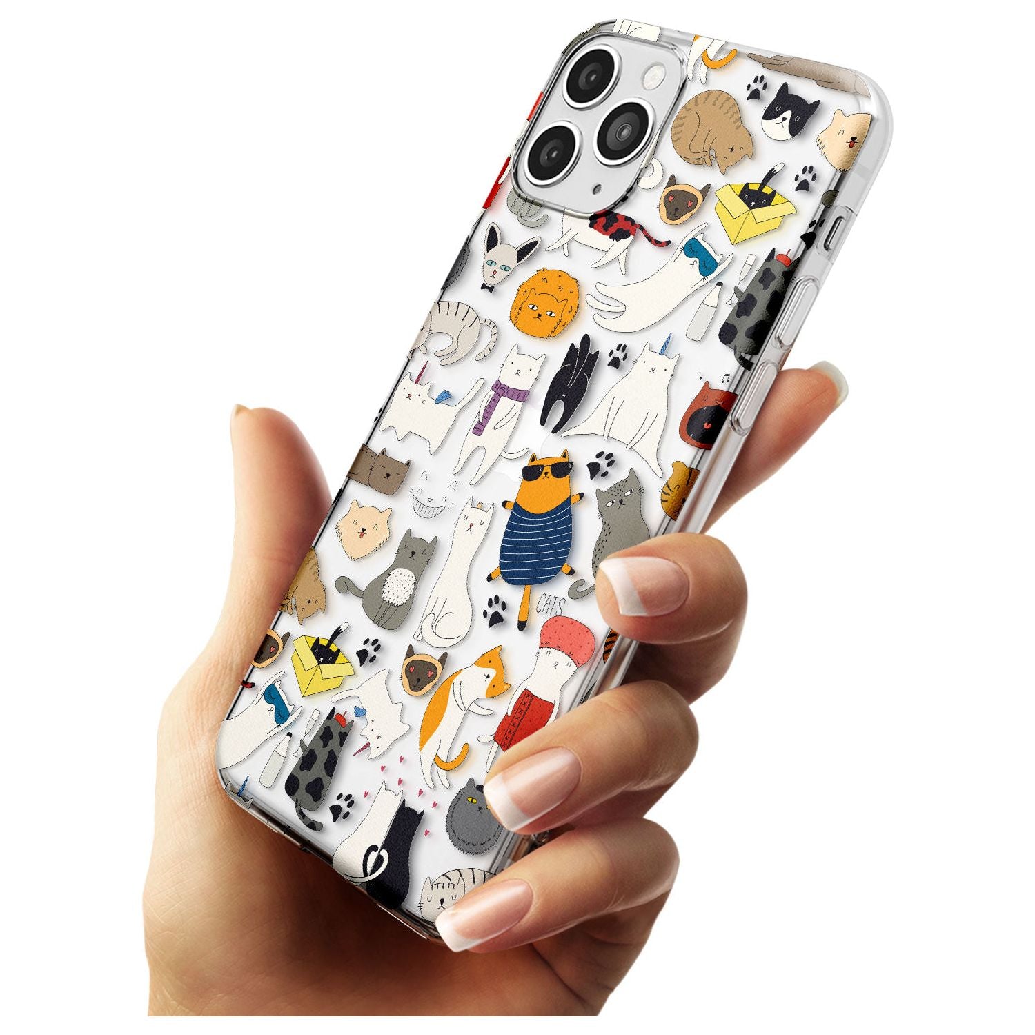 Cartoon Cat Collage - Colour Black Impact Phone Case for iPhone 11 Pro Max