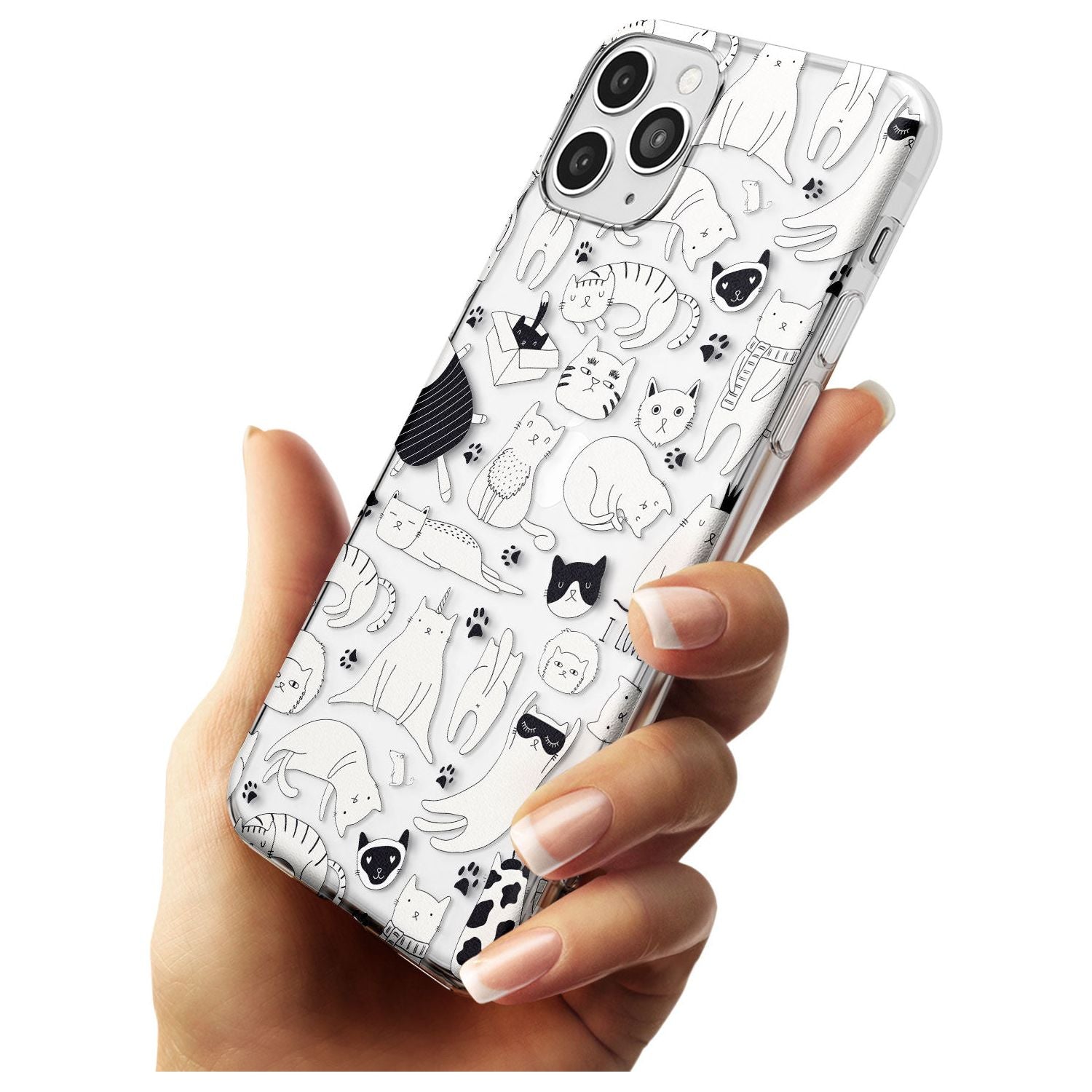 Cartoon Cat Collage - Black & White Black Impact Phone Case for iPhone 11 Pro Max