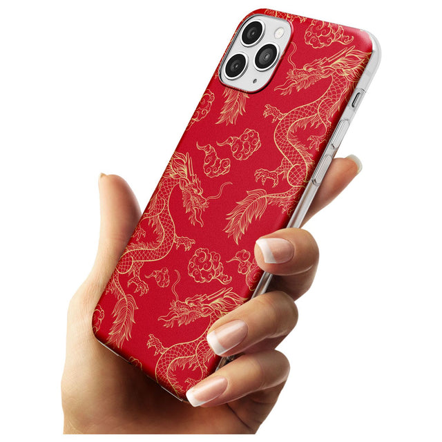 Red and Gold Dragon Pattern Slim TPU Phone Case for iPhone 11 Pro Max