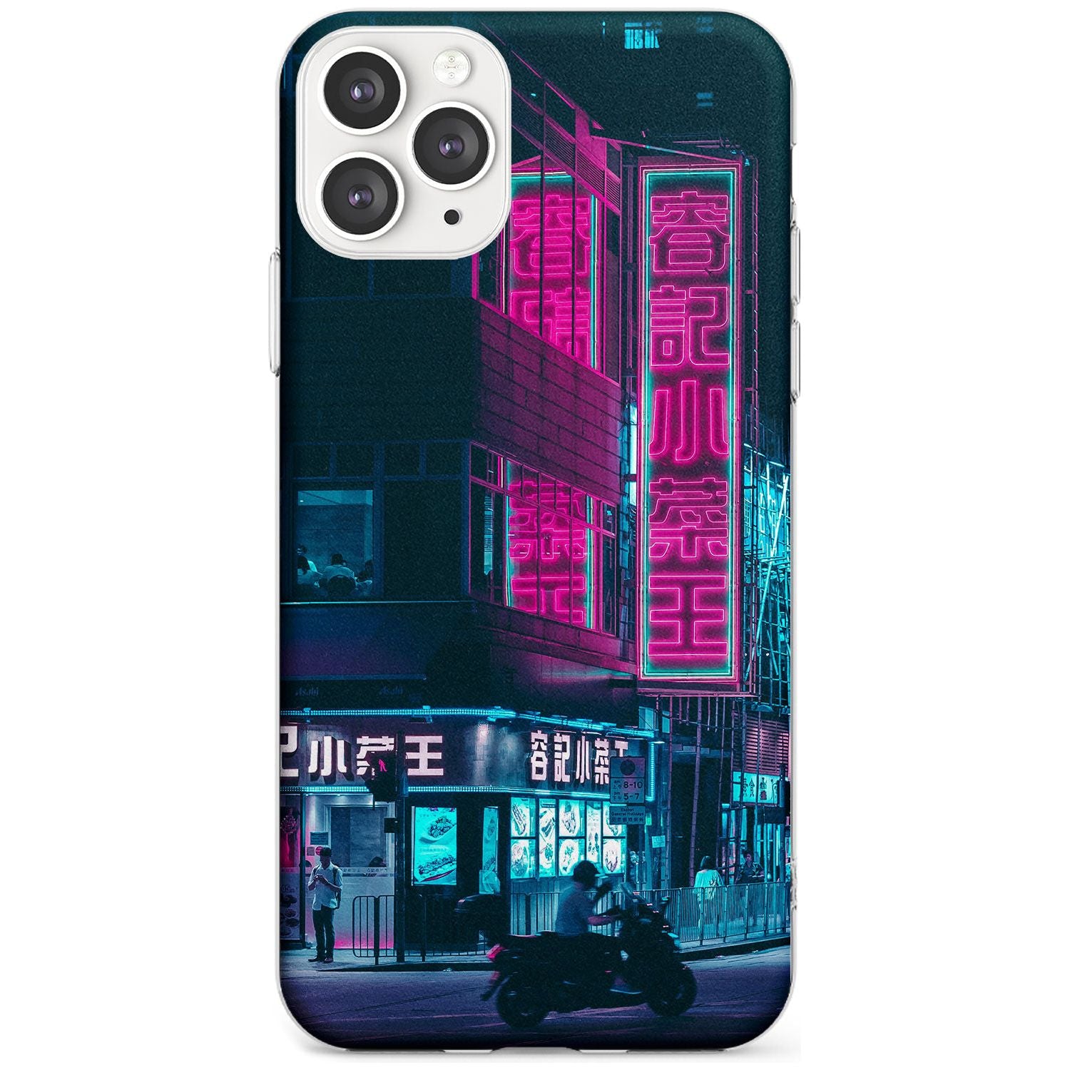 Motorcylist & Signs - Neon Cities Photographs Slim TPU Phone Case for iPhone 11 Pro Max