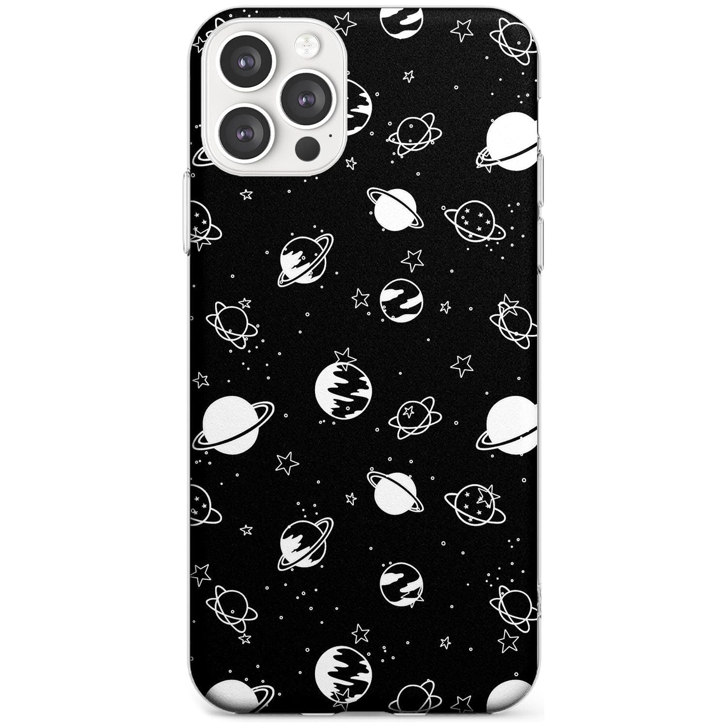 White Planets on Black Black Impact Phone Case for iPhone 11 Pro Max