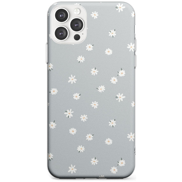 Painted Daises - Blue-Grey Cute Floral Design Black Impact Phone Case for iPhone 11 Pro Max