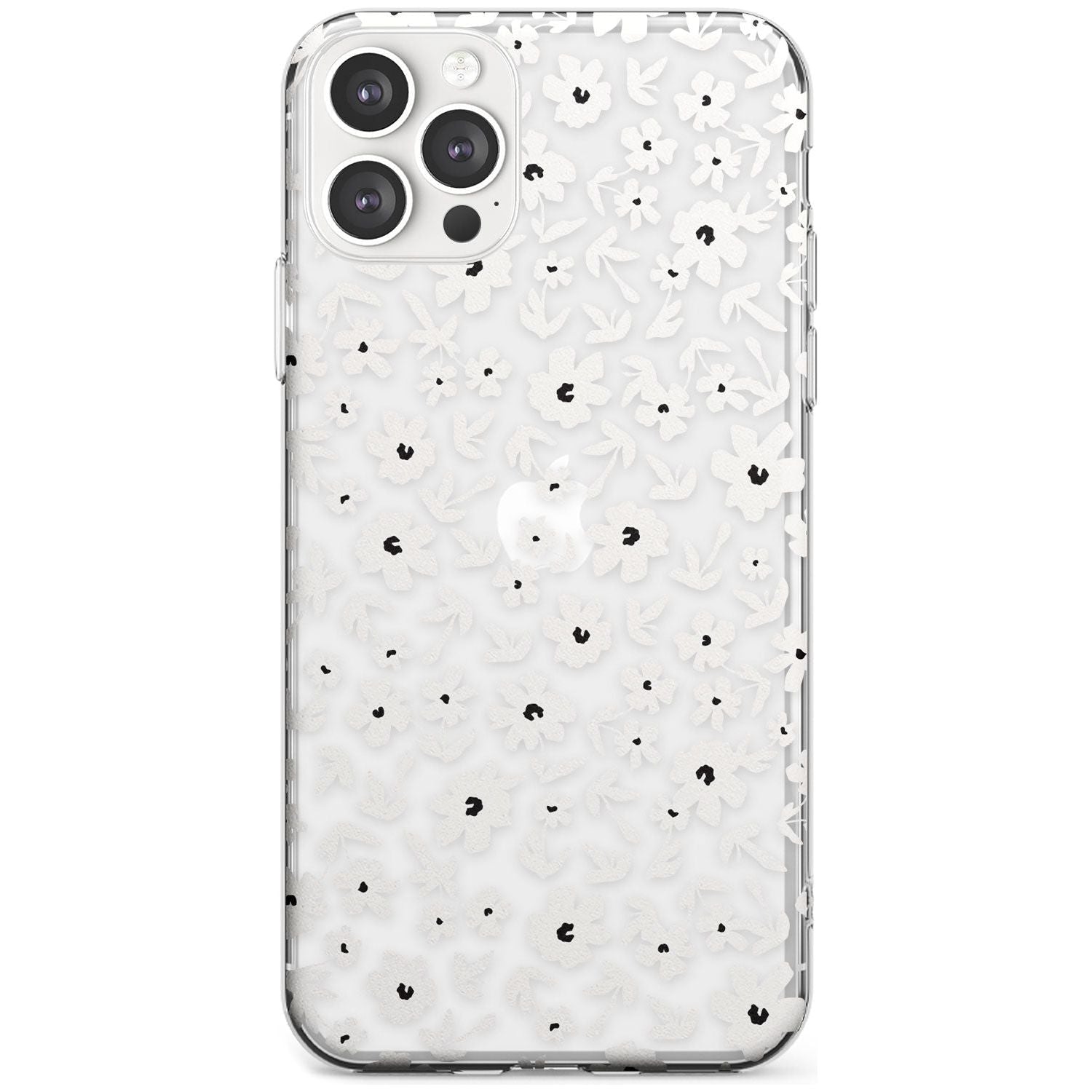 Floral Print on Clear - Cute Floral Design Black Impact Phone Case for iPhone 11 Pro Max