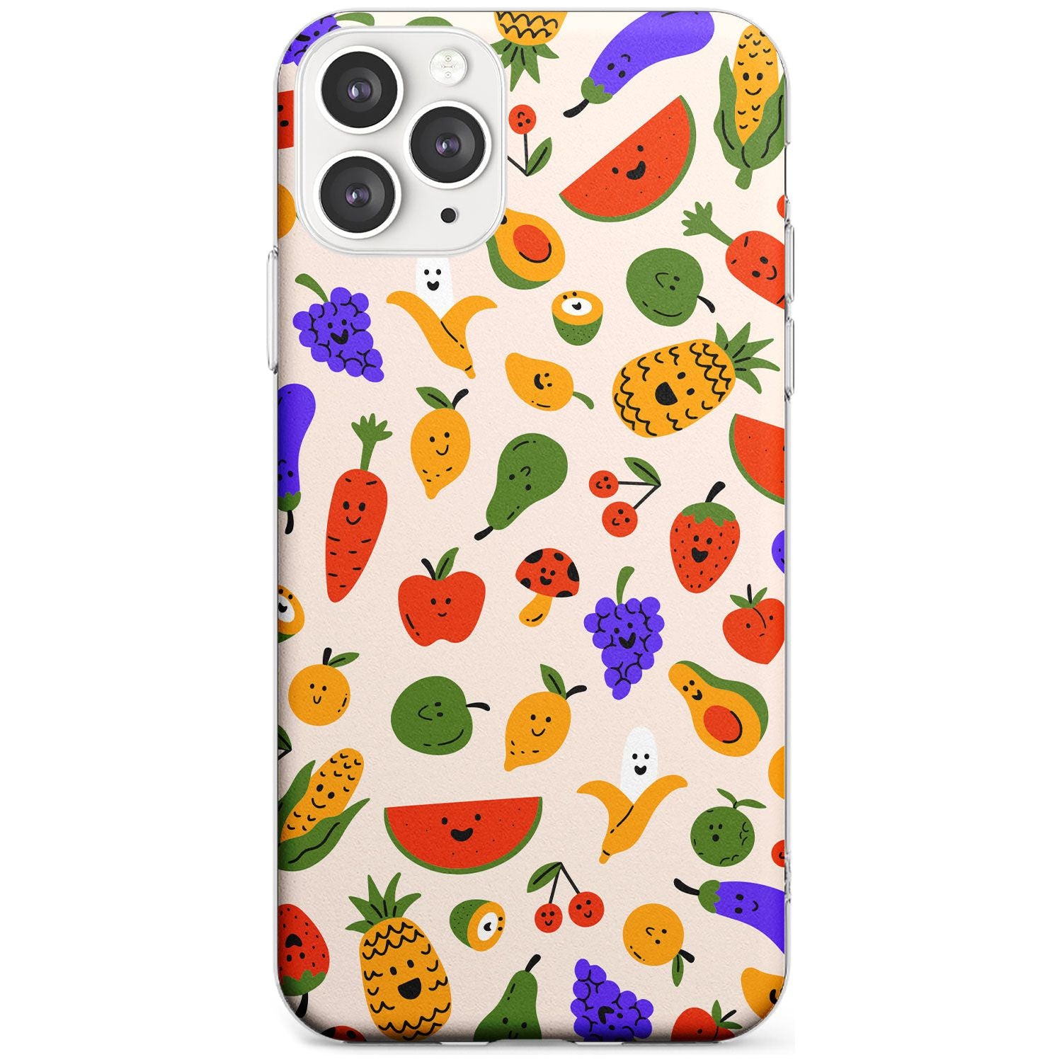 Mixed Kawaii Food Icons - Solid iPhone Case Slim TPU Phone Case Warehouse 11 Pro Max