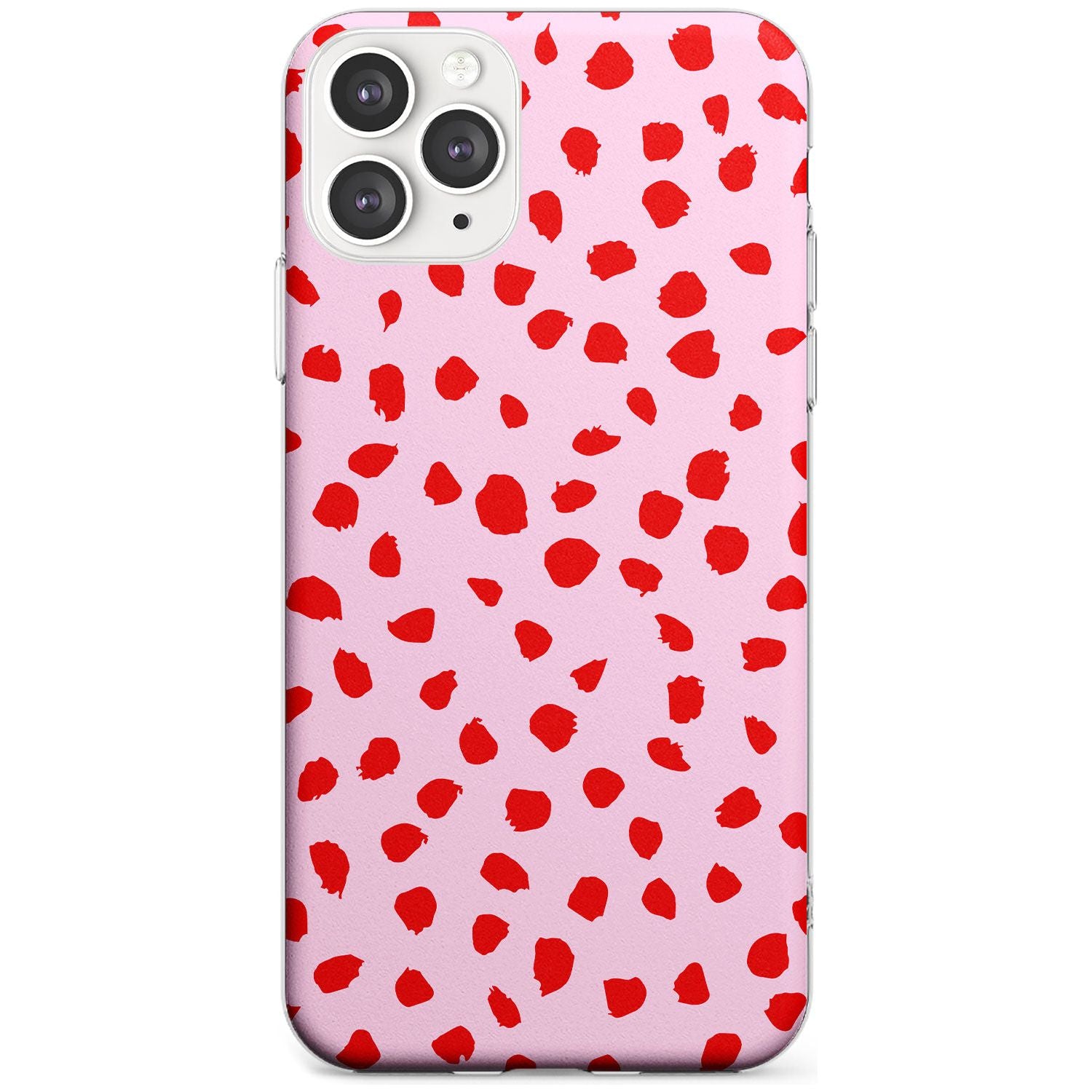 Red on Pink Dalmatian Polka Dot Spots Slim TPU Phone Case for iPhone 11 Pro Max