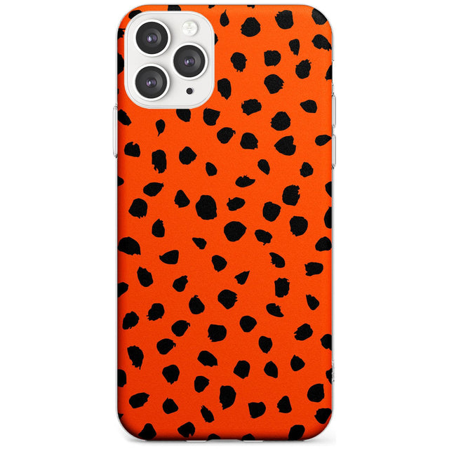 Black & Bright Red Dalmatian Polka Dot Spots Slim TPU Phone Case for iPhone 11 Pro Max
