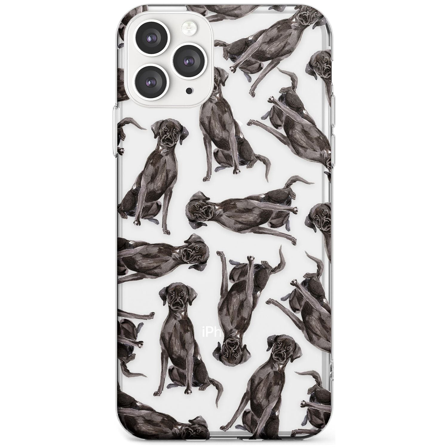 Black Labrador Watercolour Dog Pattern Slim TPU Phone Case for iPhone 11 Pro Max