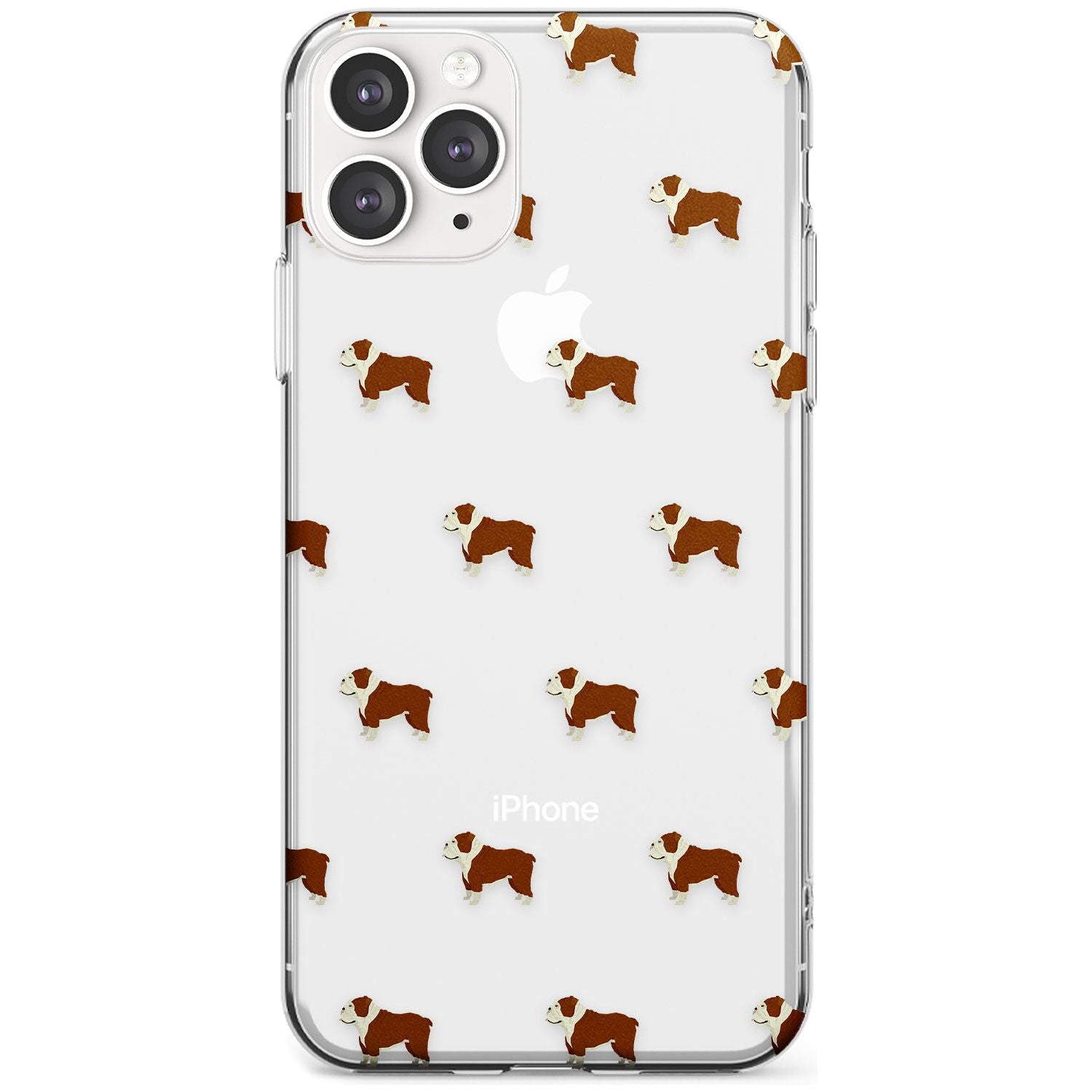 English Bulldog Dog Pattern Clear Slim TPU Phone Case for iPhone 11 Pro Max